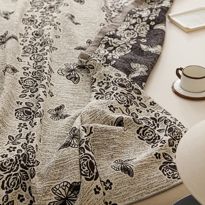 91家纺网 家纺一手货源 找家纺 悦然毛巾被 2026新款美拉德色织提花全棉纯棉纱布毛巾被夏被夏凉被空调被 花影蝶梦