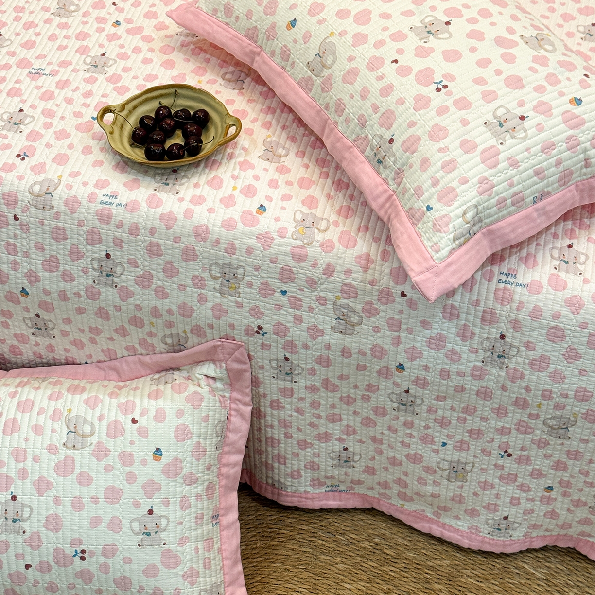 91家纺网 家纺一手货源 找家纺 （总）床盖工厂店 2026新款全棉卡通纱布床盖三件套