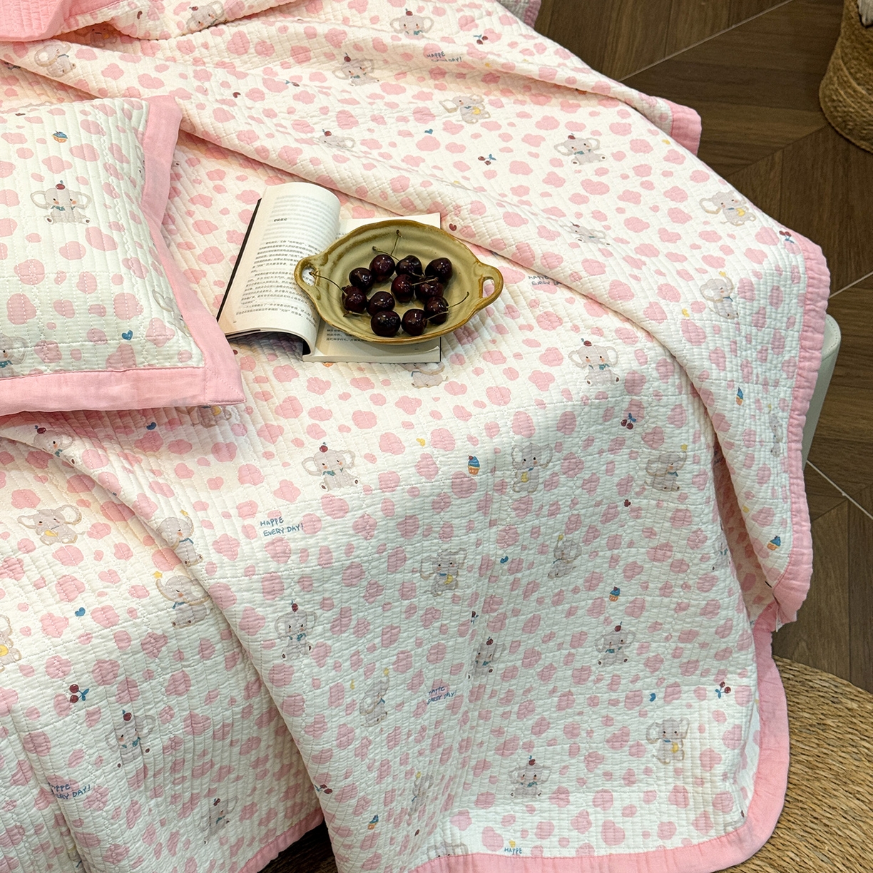 91家纺网 家纺一手货源 找家纺 （总）床盖工厂店 2026新款全棉卡通纱布床盖三件套