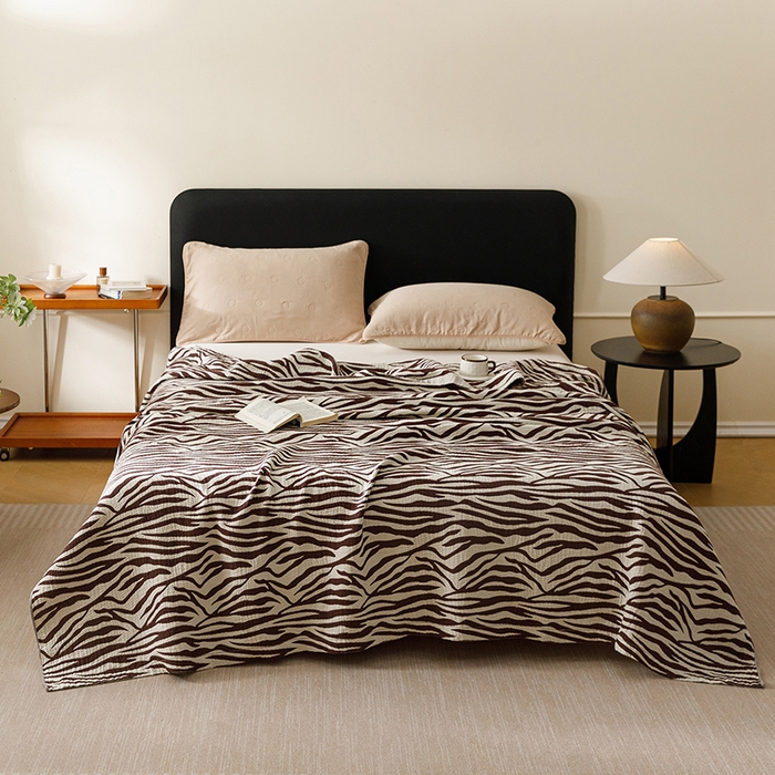 91家纺网 家纺一手货源 找家纺 悦然毛巾被 2026新款美拉德色织提花全棉纯棉纱布毛巾被夏被夏凉被空调被 简居咖