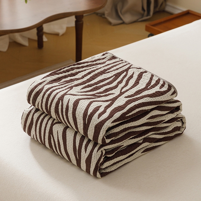 91家纺网 家纺一手货源 找家纺 悦然毛巾被 2026新款美拉德色织提花全棉纯棉纱布毛巾被夏被夏凉被空调被 简居咖