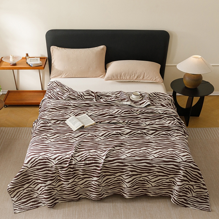 91家纺网 家纺一手货源 找家纺 悦然毛巾被 2026新款美拉德色织提花全棉纯棉纱布毛巾被夏被夏凉被空调被 简居咖