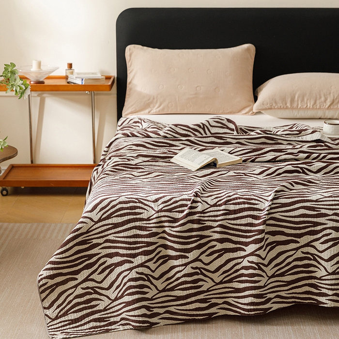 91家纺网 家纺一手货源 找家纺 悦然毛巾被 2026新款美拉德色织提花全棉纯棉纱布毛巾被夏被夏凉被空调被 简居咖