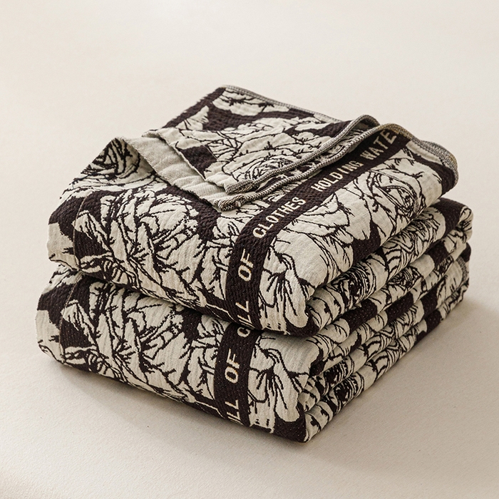 悦然毛巾被 2026新款美拉德色织提花全棉纯棉纱布毛巾被夏被夏凉被空调被 夜宴玫瑰