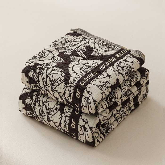 91家纺网 家纺一手货源 找家纺 悦然毛巾被 2026新款美拉德色织提花全棉纯棉纱布毛巾被夏被夏凉被空调被 夜宴玫瑰