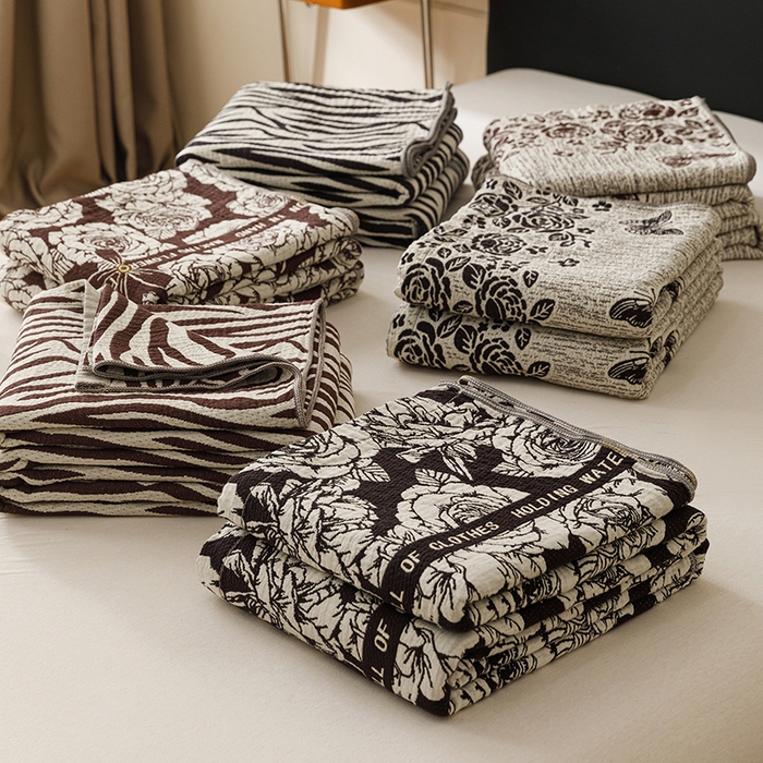 91家纺网 家纺一手货源 找家纺 悦然毛巾被 2026新款美拉德色织提花全棉纯棉纱布毛巾被夏被夏凉被空调被 组合图仅供展示不可下单