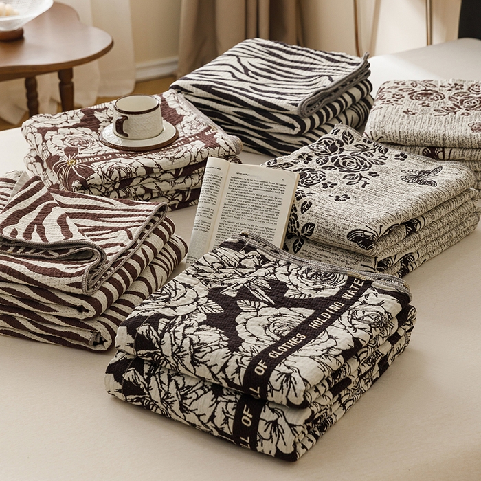 91家纺网 家纺一手货源 找家纺 悦然毛巾被 2026新款美拉德色织提花全棉纯棉纱布毛巾被夏被夏凉被空调被 组合图仅供展示不可下单