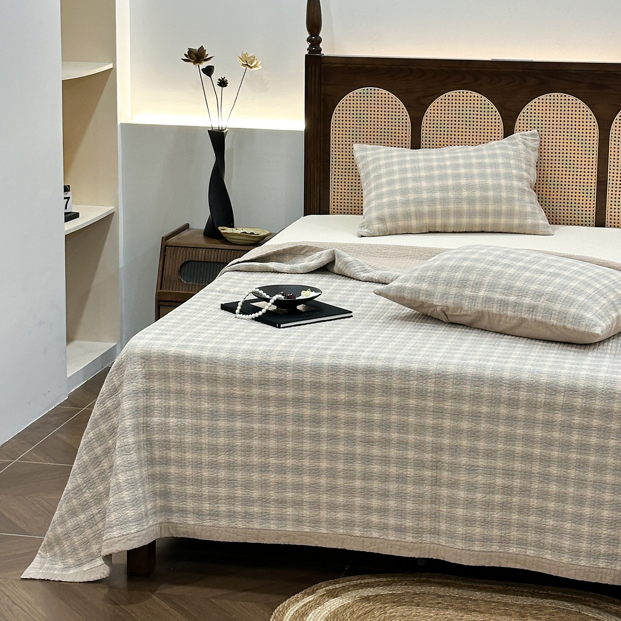 床盖工厂店 2026新款双面水洗全棉填充棉花床盖三件套-欧瑞系列 欧瑞-米