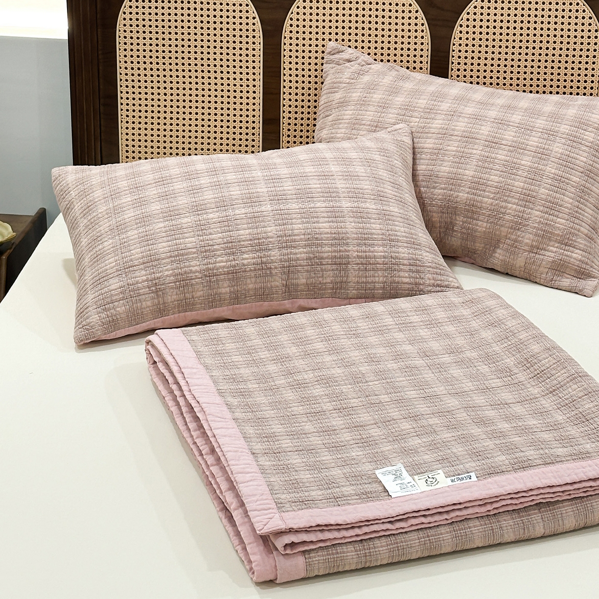 91家纺网 家纺一手货源 找家纺 床盖工厂店 2026新款双面水洗全棉填充棉花床盖三件套-欧瑞系列 欧瑞-粉