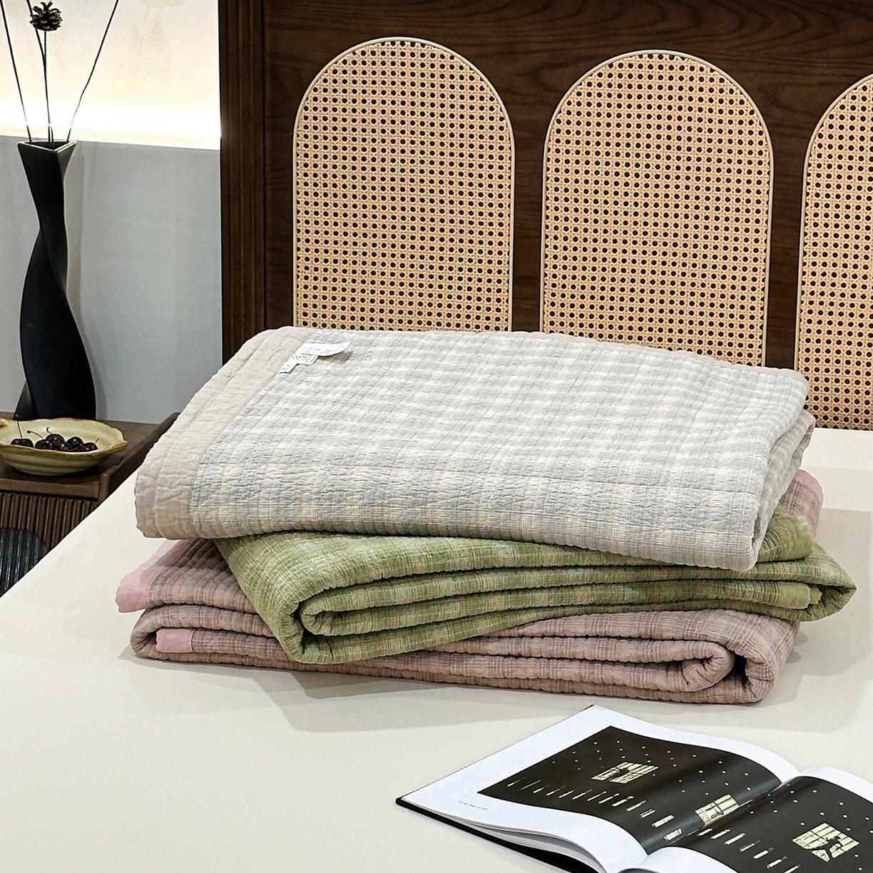 床盖工厂店 2026新款双面水洗全棉填充棉花床盖三件套-欧瑞系列 组合图