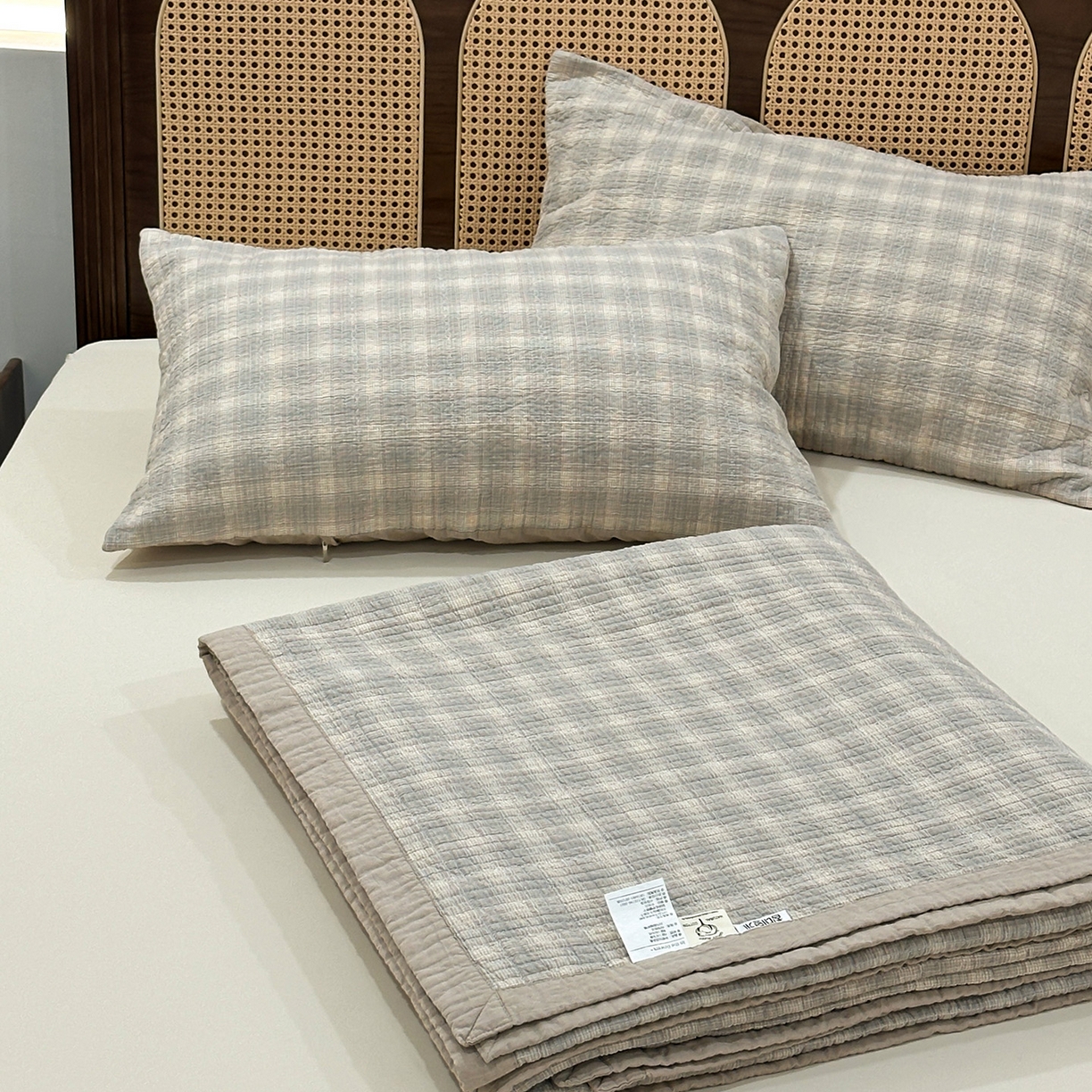 91家纺网 家纺一手货源 找家纺 床盖工厂店 2026新款双面水洗全棉填充棉花床盖三件套-欧瑞系列 欧瑞-米