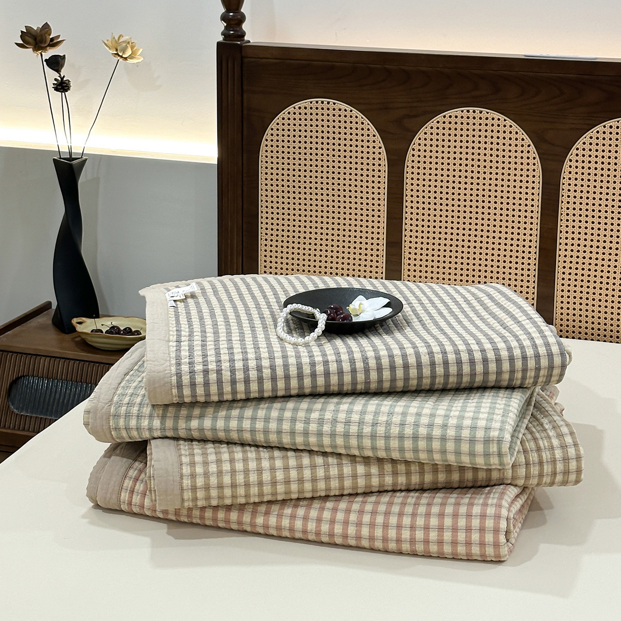 91家纺网 家纺一手货源 找家纺 （总）床盖工厂店 2026新款双面水洗全棉填充棉花床盖三件套-朵拉系列