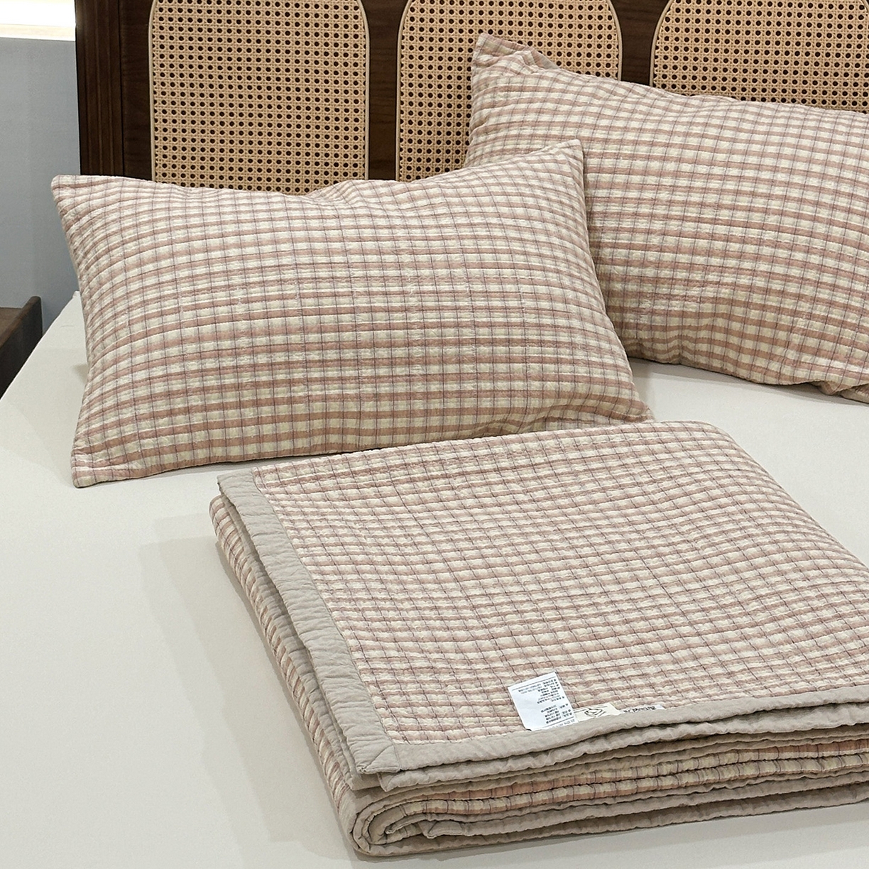 91家纺网 家纺一手货源 找家纺 床盖工厂店 2026新款双面水洗全棉填充棉花床盖三件套-朵拉系列 朵拉-粉