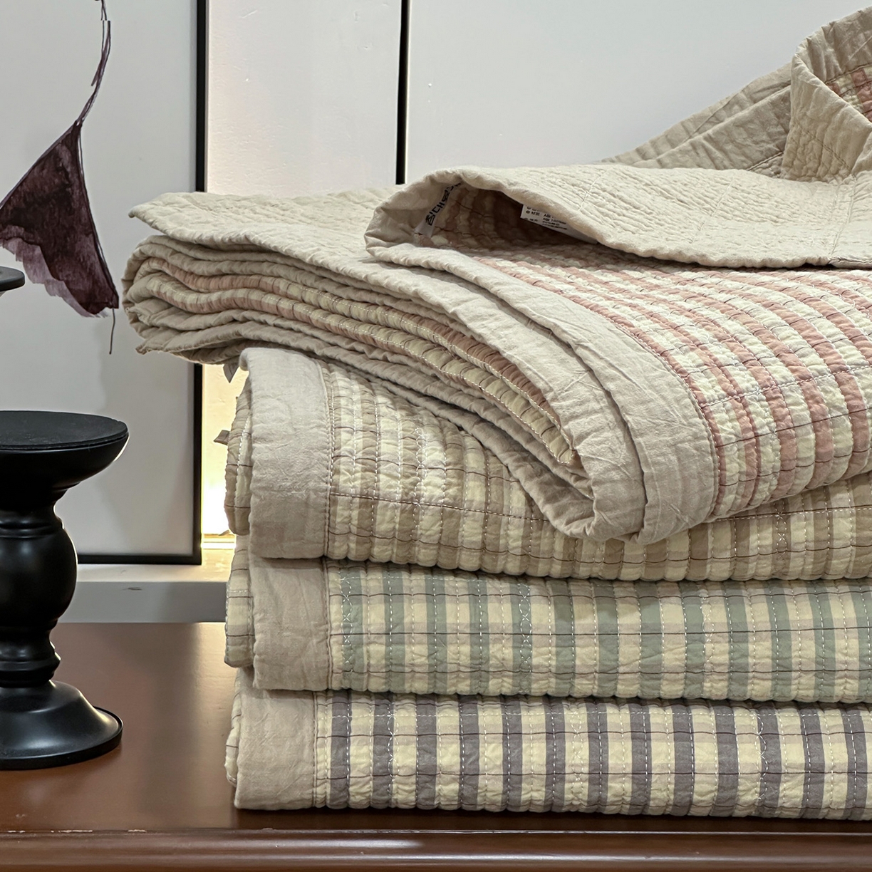 91家纺网 家纺一手货源 找家纺 床盖工厂店 2026新款双面水洗全棉填充棉花床盖三件套-朵拉系列 组合图