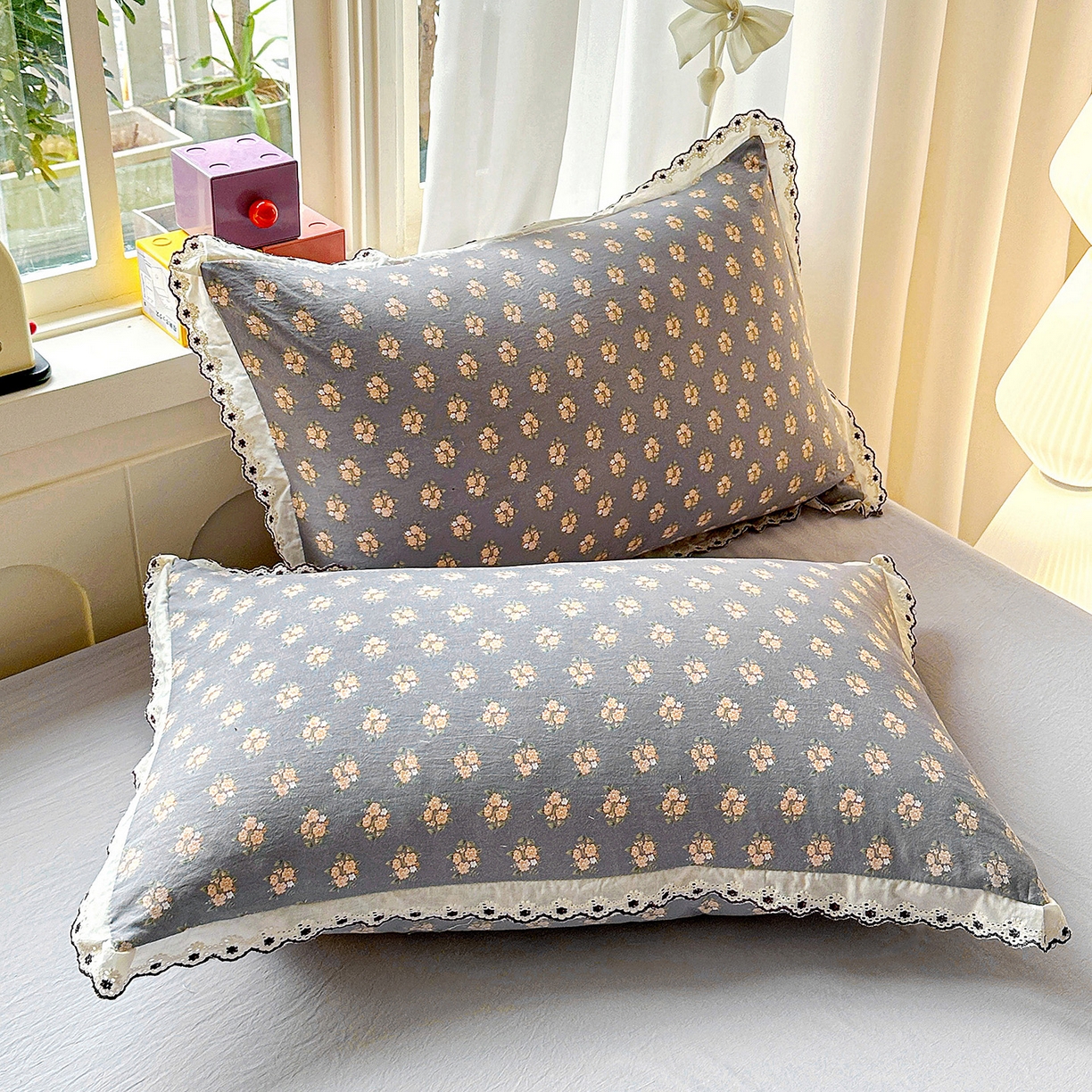 91家纺网 家纺一手货源 找家纺 韩秀家纺 2026新款A类纺棉四件套全棉花边古法水洗棉法式蕾丝花边四件套 礼赞