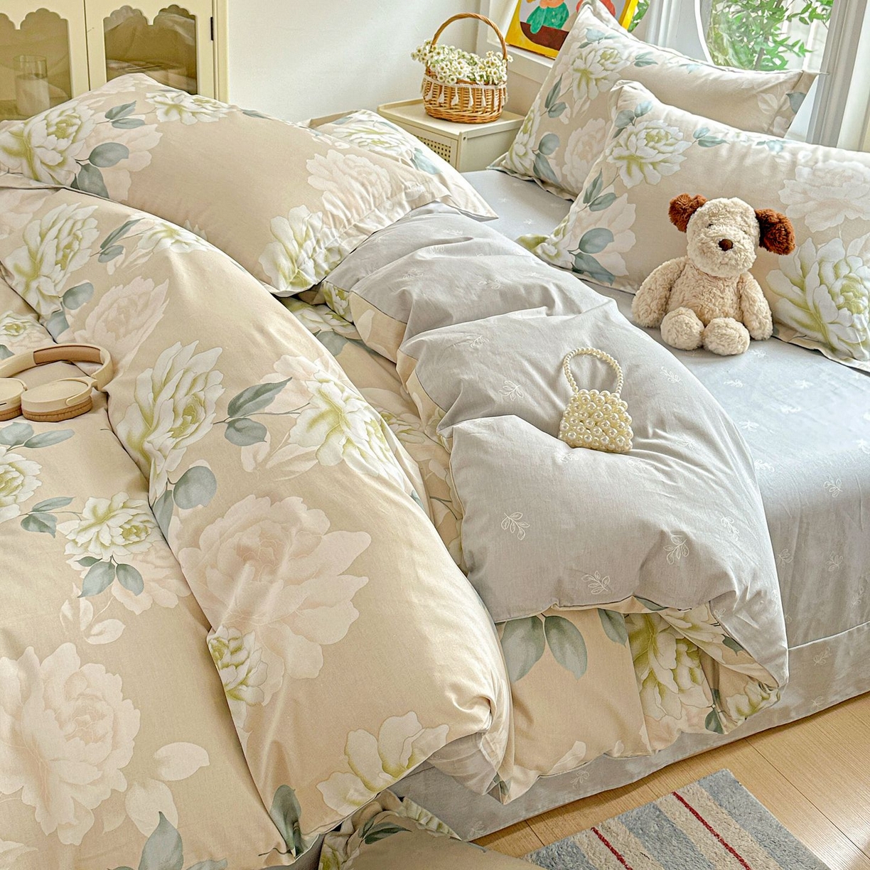 91家纺网 家纺一手货源 找家纺 恩泽家纺 2026新款13372ins全棉印花四件套单品系列-四件套 花开宿语