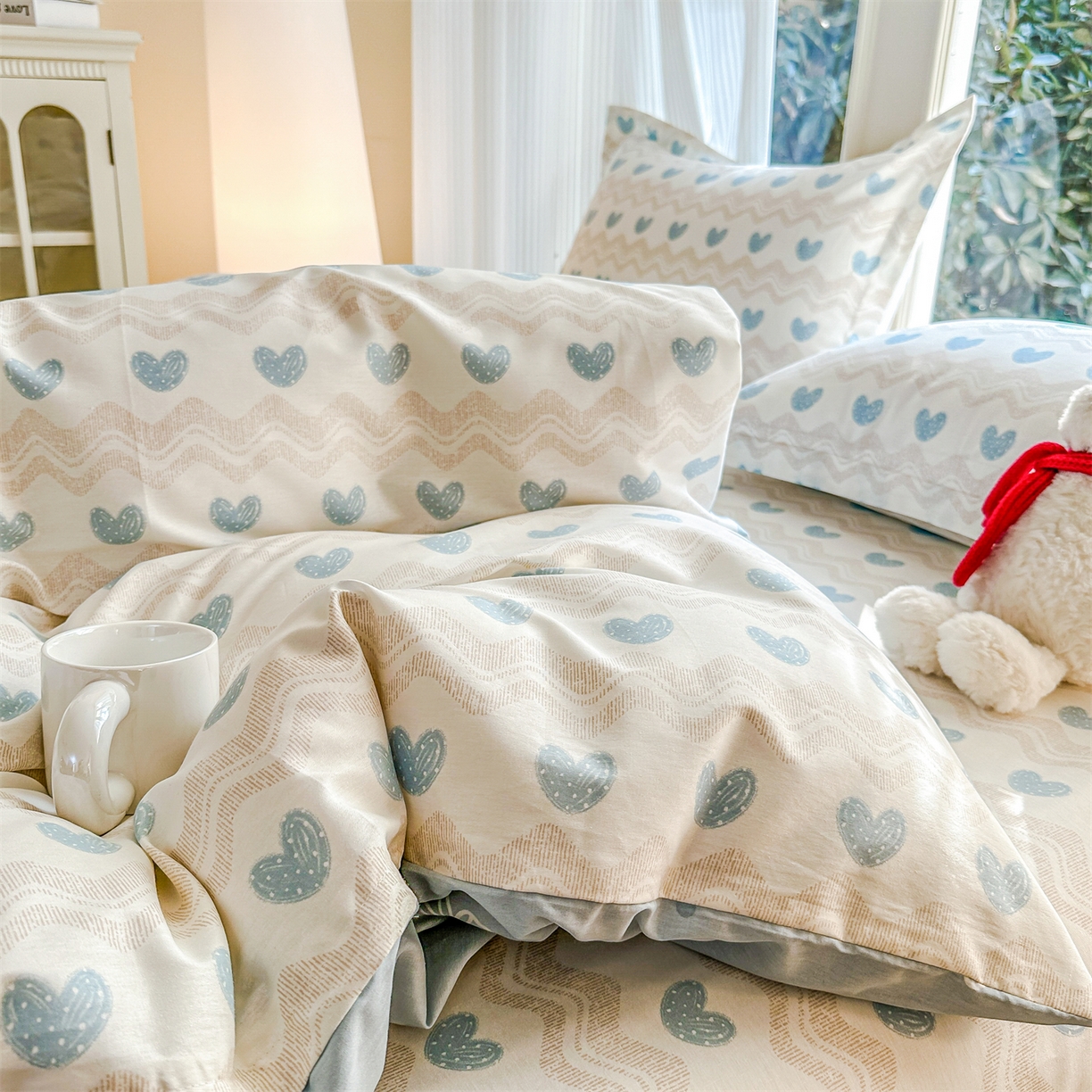 91家纺网 家纺一手货源 找家纺 帛织澜家纺 2026新款A类新疆全棉12868单品印花全棉纯棉被套系列（预留缩水，提供质检报告） 心动旋律