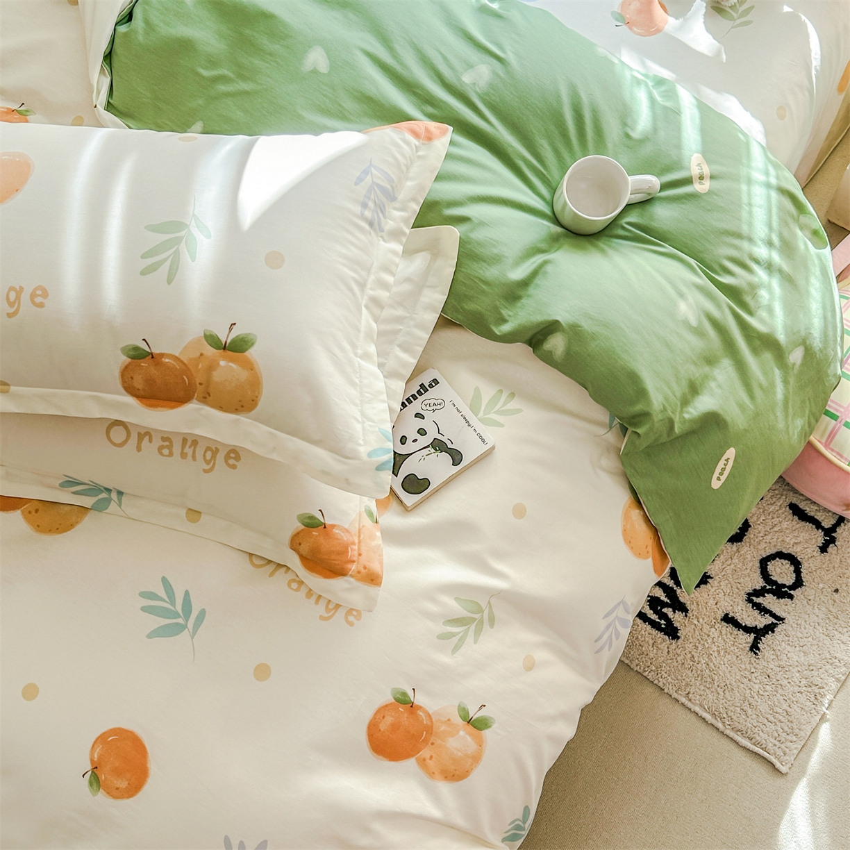 91家纺网 家纺一手货源 找家纺 帛织澜家纺 2026新款A类新疆全棉12868单品印花全棉纯棉被套系列（预留缩水，提供质检报告） 鲜橙多