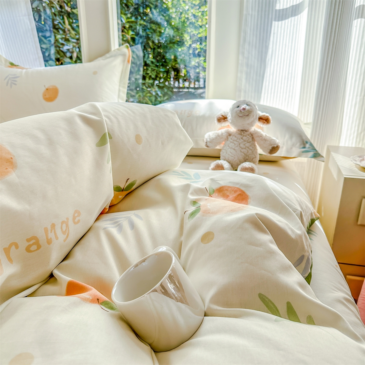 91家纺网 家纺一手货源 找家纺 帛织澜家纺 2026新款A类新疆全棉12868单品印花全棉纯棉被套系列（预留缩水，提供质检报告） 鲜橙多
