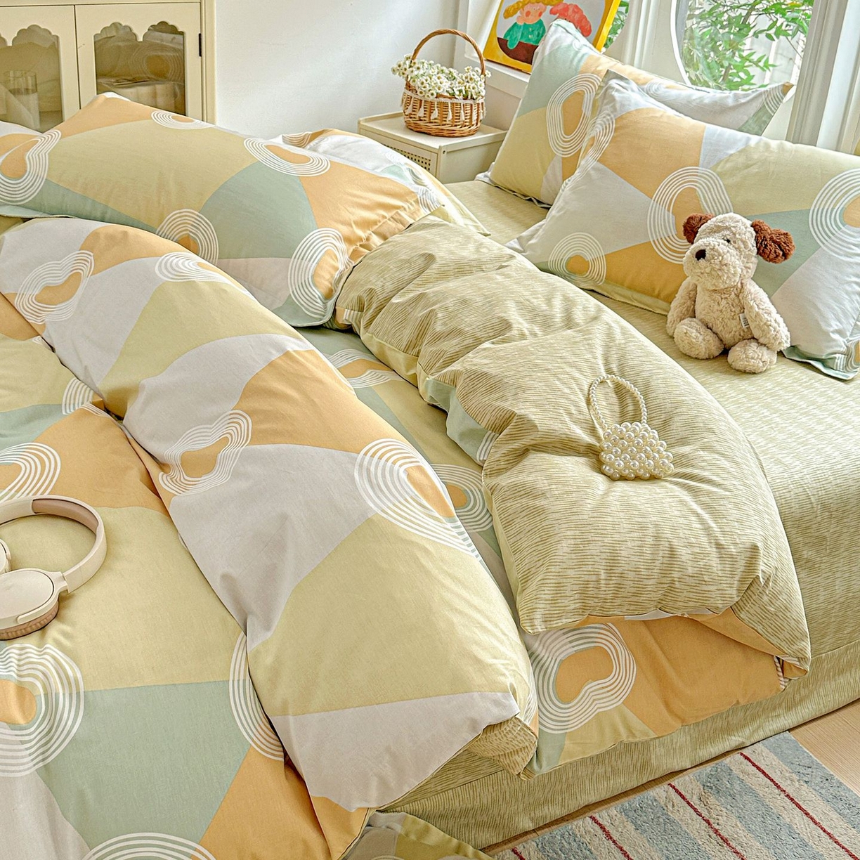 91家纺网 家纺一手货源 找家纺 恩泽家纺 2026新款13372ins全棉印花四件套单品系列-四件套 乐享生活