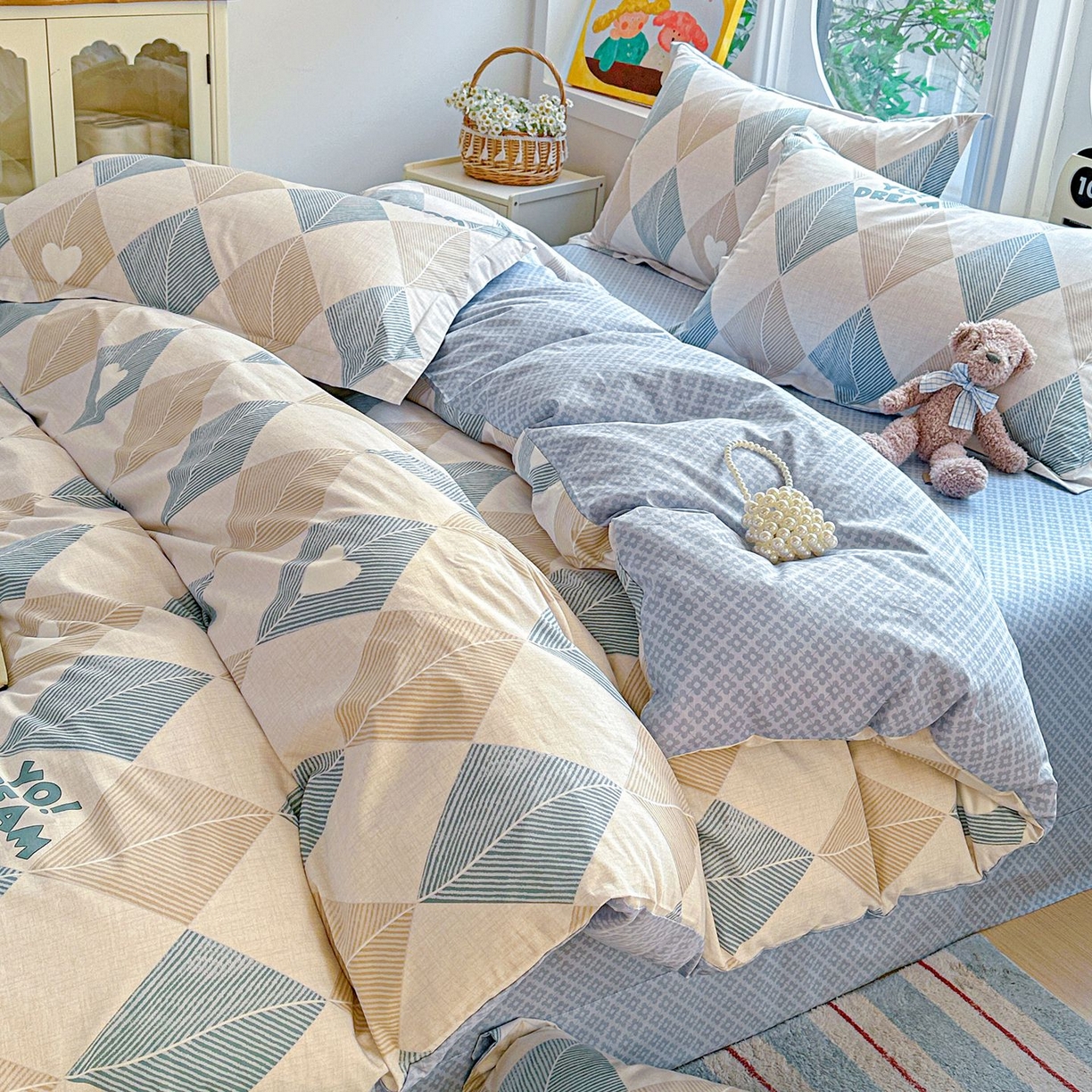 91家纺网 家纺一手货源 找家纺 （总）恩泽家纺 2026新款13372ins全棉印花四件套单品系列-四件套