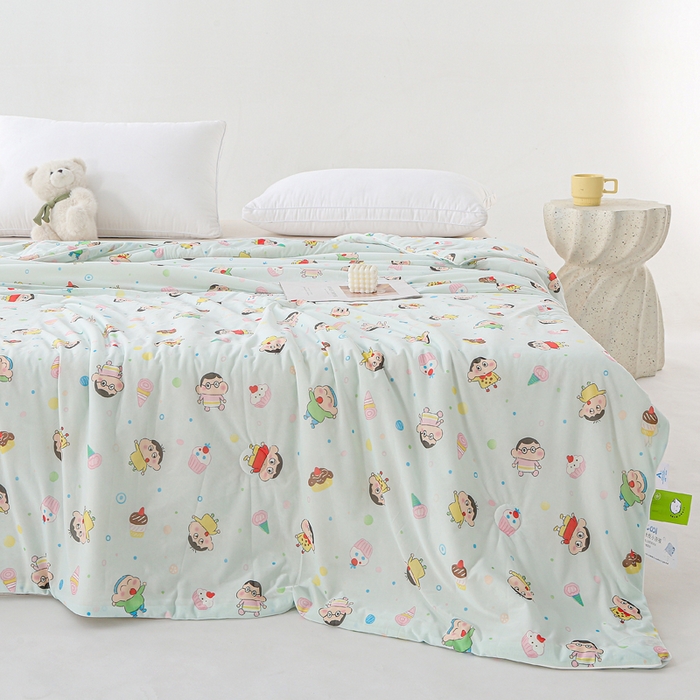 91家纺网 家纺一手货源 找家纺 亚龙工厂店 2026春夏新款网销直播爆款冰皮小凉被印花款夏被 蜡笔小新