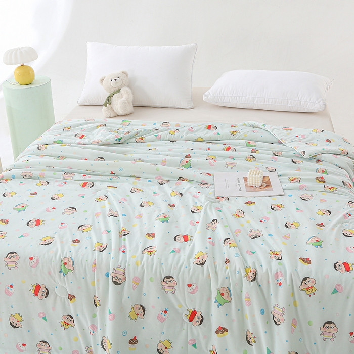 91家纺网 家纺一手货源 找家纺 亚龙工厂店 2026春夏新款网销直播爆款冰皮小凉被印花款夏被 蜡笔小新