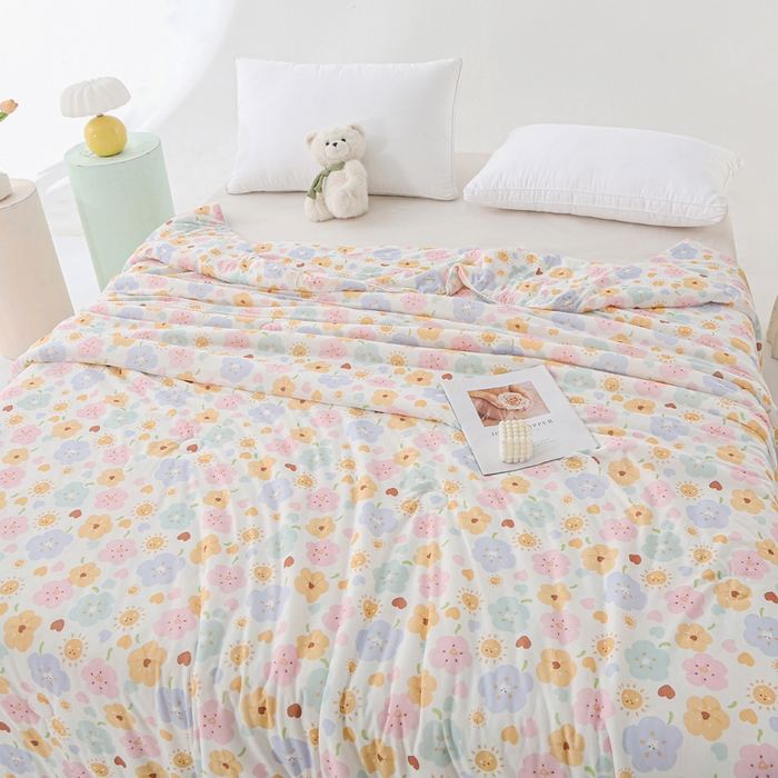 91家纺网 家纺一手货源 找家纺 亚龙工厂店 2026春夏新款网销直播爆款冰皮小凉被印花款夏被 芯语