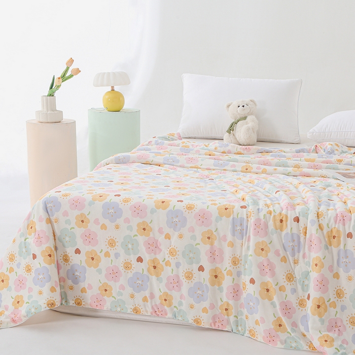 91家纺网 家纺一手货源 找家纺 亚龙工厂店 2026春夏新款网销直播爆款冰皮小凉被印花款夏被 芯语