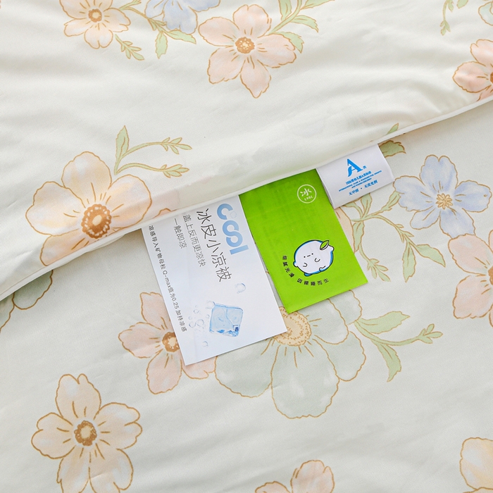 91家纺网 家纺一手货源 找家纺 亚龙工厂店 2026春夏新款网销直播爆款冰皮小凉被印花款夏被 摇曳-绿