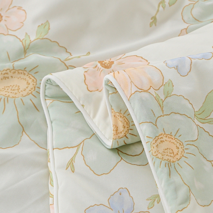 91家纺网 家纺一手货源 找家纺 亚龙工厂店 2026春夏新款网销直播爆款冰皮小凉被印花款夏被 摇曳-绿