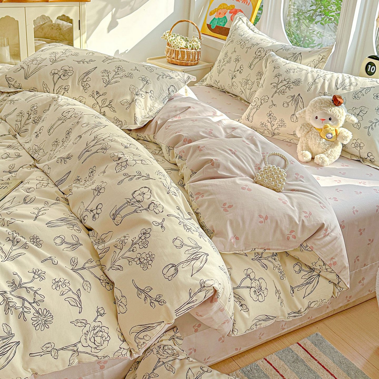 91家纺网 家纺一手货源 找家纺 恩泽家纺 2026新款13372ins全棉印花四件套单品系列-四件套 沫恋