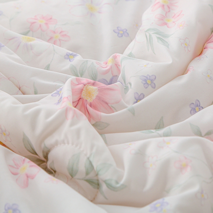 91家纺网 家纺一手货源 找家纺 亚龙工厂店 2026春夏新款网销直播爆款冰皮小凉被印花款夏被 幽兰-粉