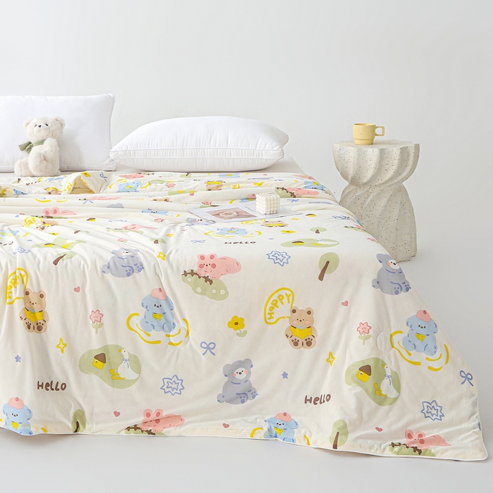 91家纺网 家纺一手货源 找家纺 亚龙工厂店 2026春夏新款网销直播爆款冰皮小凉被印花款夏被 尤克拉-米