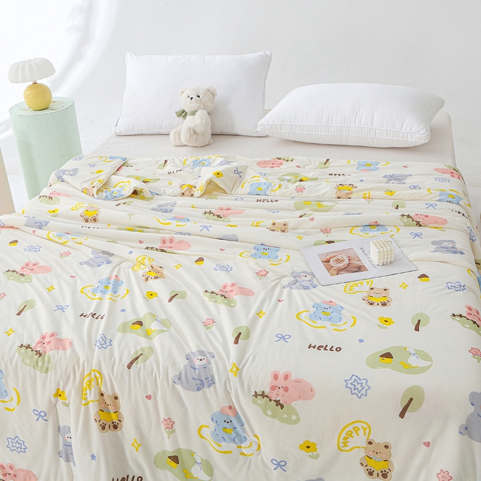 91家纺网 家纺一手货源 找家纺 亚龙工厂店 2026春夏新款网销直播爆款冰皮小凉被印花款夏被 尤克拉-米