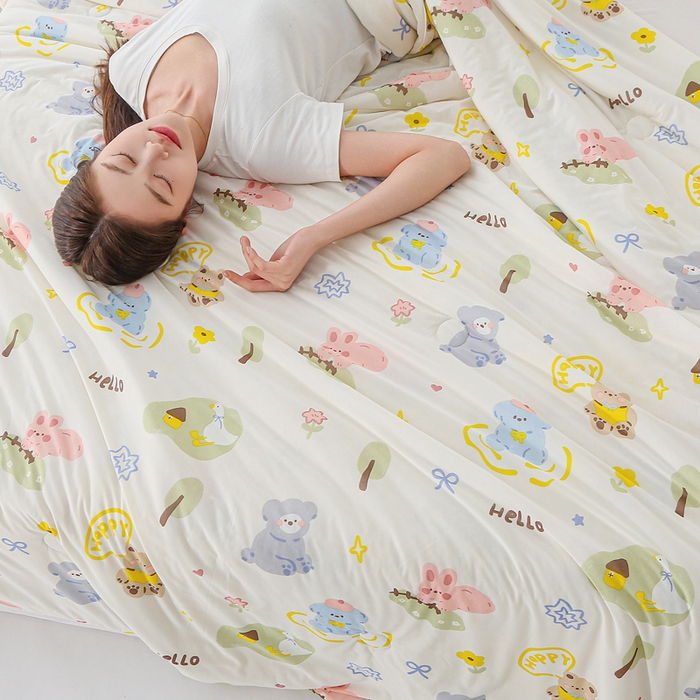 91家纺网 家纺一手货源 找家纺 亚龙工厂店 2026春夏新款网销直播爆款冰皮小凉被印花款夏被 尤克拉-米