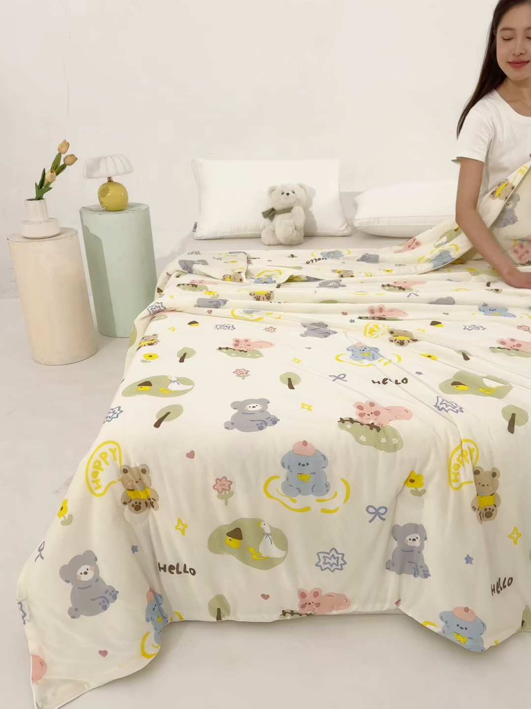 91家纺网 家纺一手货源 找家纺 亚龙工厂店 2026春夏新款网销直播爆款冰皮小凉被印花款夏被 尤克拉-米