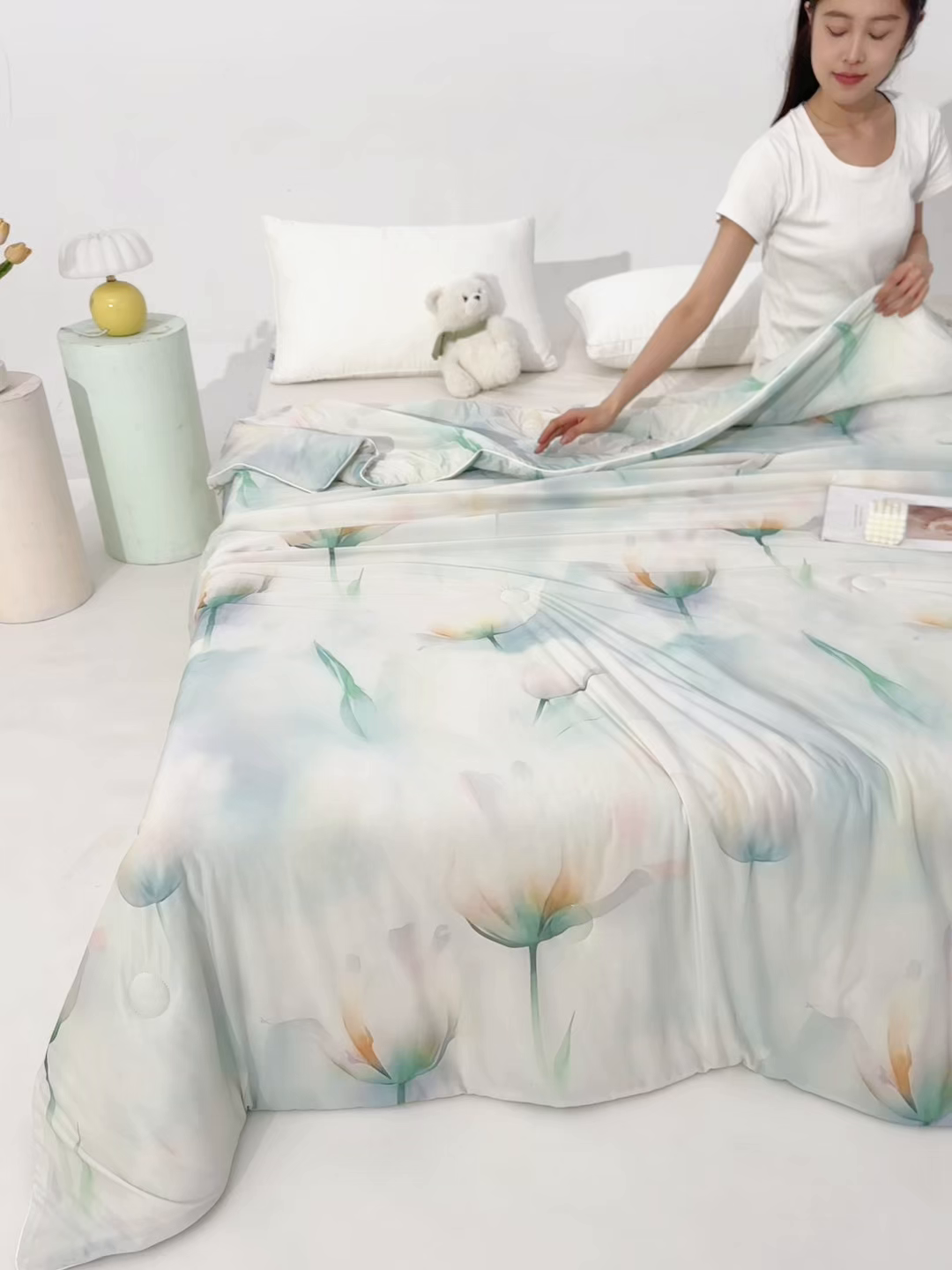 91家纺网 家纺一手货源 找家纺 亚龙工厂店 2026春夏新款网销直播爆款冰皮小凉被印花款夏被 郁金人生