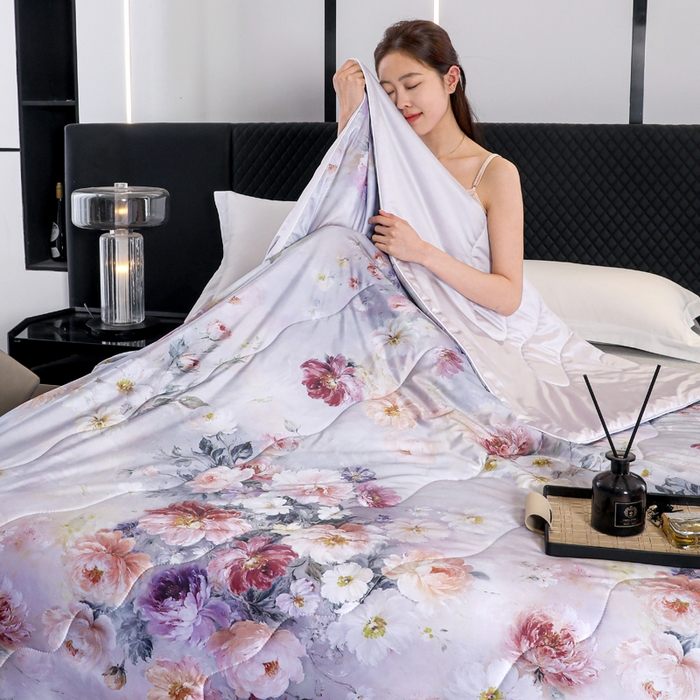 91家纺网 家纺一手货源 找家纺 （总）亚龙工厂店 2026春夏新款直播网销爆款油光丝数码印花锦氨凉感被呱呱被夏被