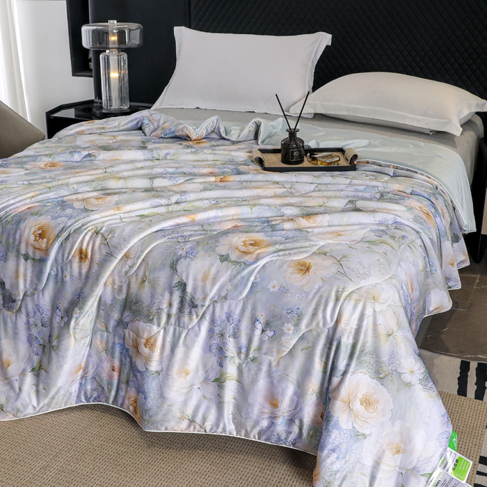 91家纺网 家纺一手货源 找家纺 亚龙工厂店 2026春夏新款直播网销爆款油光丝数码印花锦氨凉感被呱呱被夏被 晨露兰