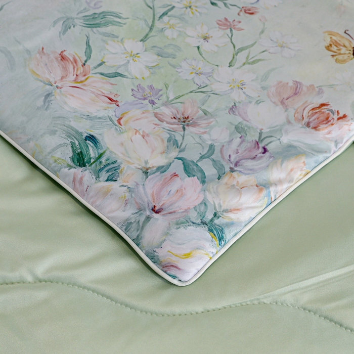 91家纺网 家纺一手货源 找家纺 亚龙工厂店 2026春夏新款直播网销爆款油光丝数码印花锦氨凉感被呱呱被夏被 晨露郁金