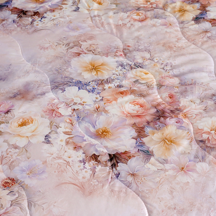 91家纺网 家纺一手货源 找家纺 亚龙工厂店 2026春夏新款直播网销爆款油光丝数码印花锦氨凉感被呱呱被夏被 伊芙紫