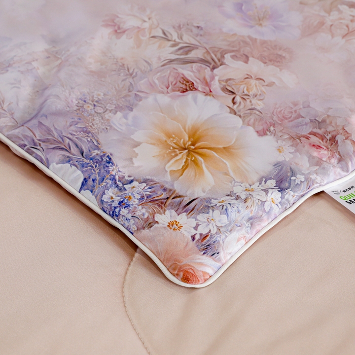 91家纺网 家纺一手货源 找家纺 亚龙工厂店 2026春夏新款直播网销爆款油光丝数码印花锦氨凉感被呱呱被夏被 伊芙紫