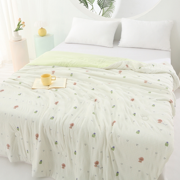 91家纺网 家纺一手货源 找家纺 （总）亚龙工厂店 2026春夏新款网销跨境直播爆款法式小香风皱皱纱冷感被夏被