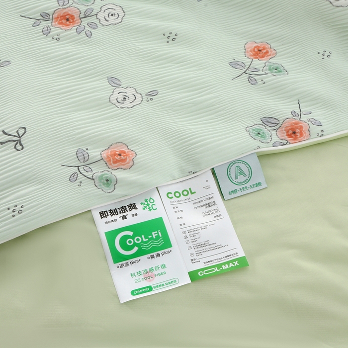 91家纺网 家纺一手货源 找家纺 亚龙工厂店 2026春夏新款网销跨境直播爆款法式小香风皱皱纱冷感被夏被 町香绿