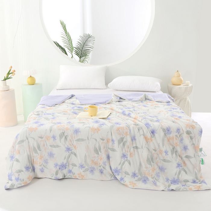 91家纺网 家纺一手货源 找家纺 亚龙工厂店 2026春夏新款网销跨境直播爆款法式小香风皱皱纱冷感被夏被 微意