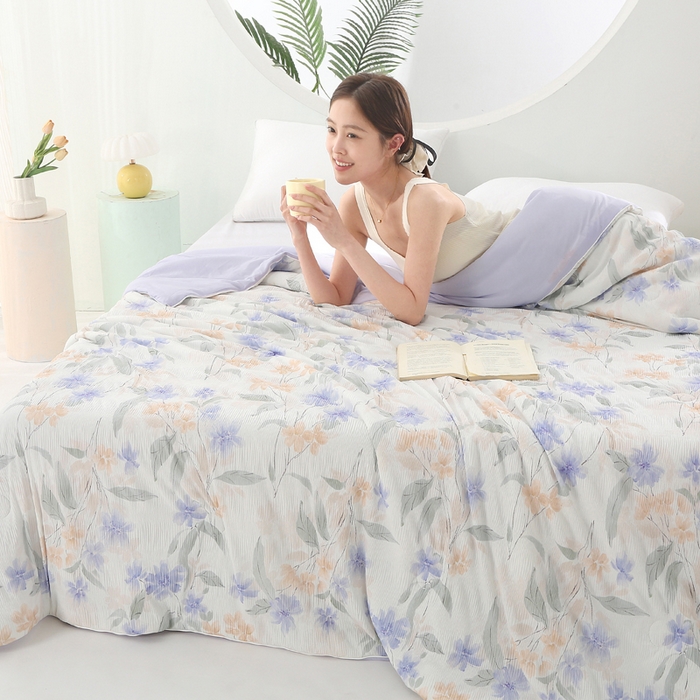 91家纺网 家纺一手货源 找家纺 亚龙工厂店 2026春夏新款网销跨境直播爆款法式小香风皱皱纱冷感被夏被 微意