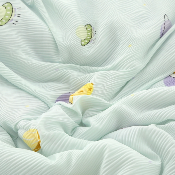 91家纺网 家纺一手货源 找家纺 亚龙工厂店 2026春夏新款网销跨境直播爆款法式小香风皱皱纱冷感被夏被 星球紫