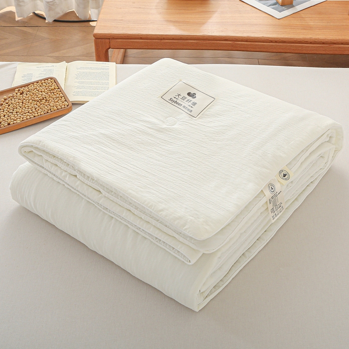 91家纺网 家纺一手货源 找家纺 （总）亚龙工厂店 2026春夏新款爆款法式小香风皱皱纱木棉大豆被夏被