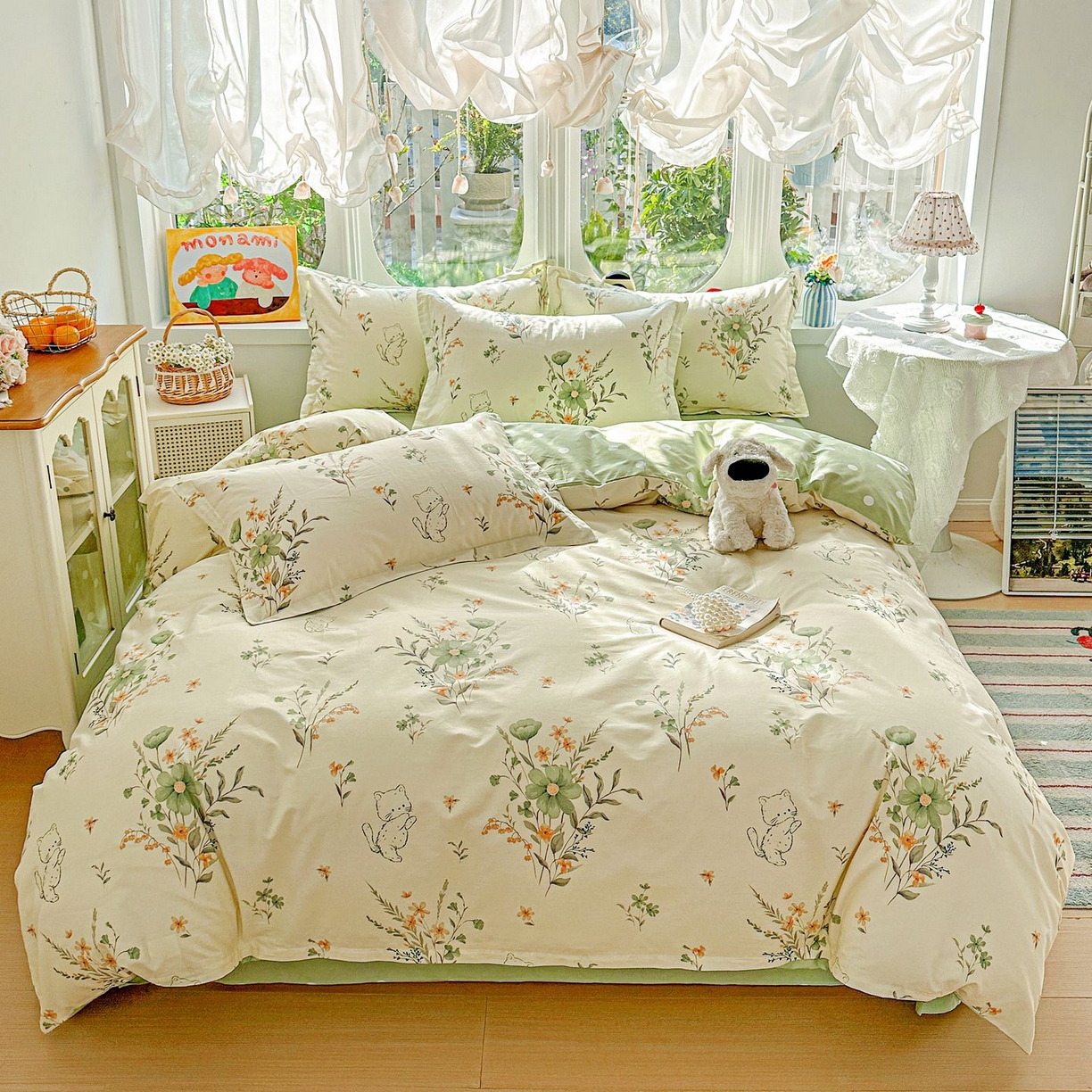 91家纺网 家纺一手货源 找家纺 恩泽家纺 2026新款13372ins全棉印花四件套单品系列-四件套 半月时光